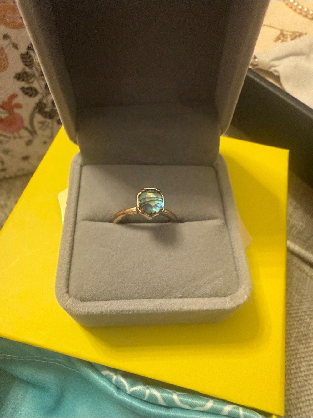 Kendra Scott Gold-tone Ring with Abalone Shell Stone, size 6